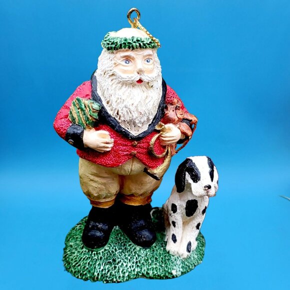 Tally-Ho Equestrian Santa Dog Ornament English Riding Lodge Fox Hunt Christmas - Picture 2 of 10